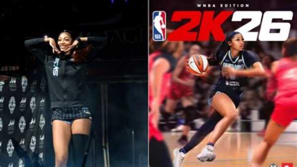 Angel Reese dribbling on NBA 2K26 WNBA Edition cover