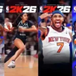 NBA 2K26 cover art featuring Carmelo Anthony, Shai Gilgeous-Alexander, and Angel Reese promoting Superstar and Leave No Doubt editions